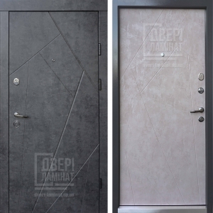 Входная дверь Qdoors Серия Ультра Модель Флеш Мрамор темный / Бетон бежевый - Днепр